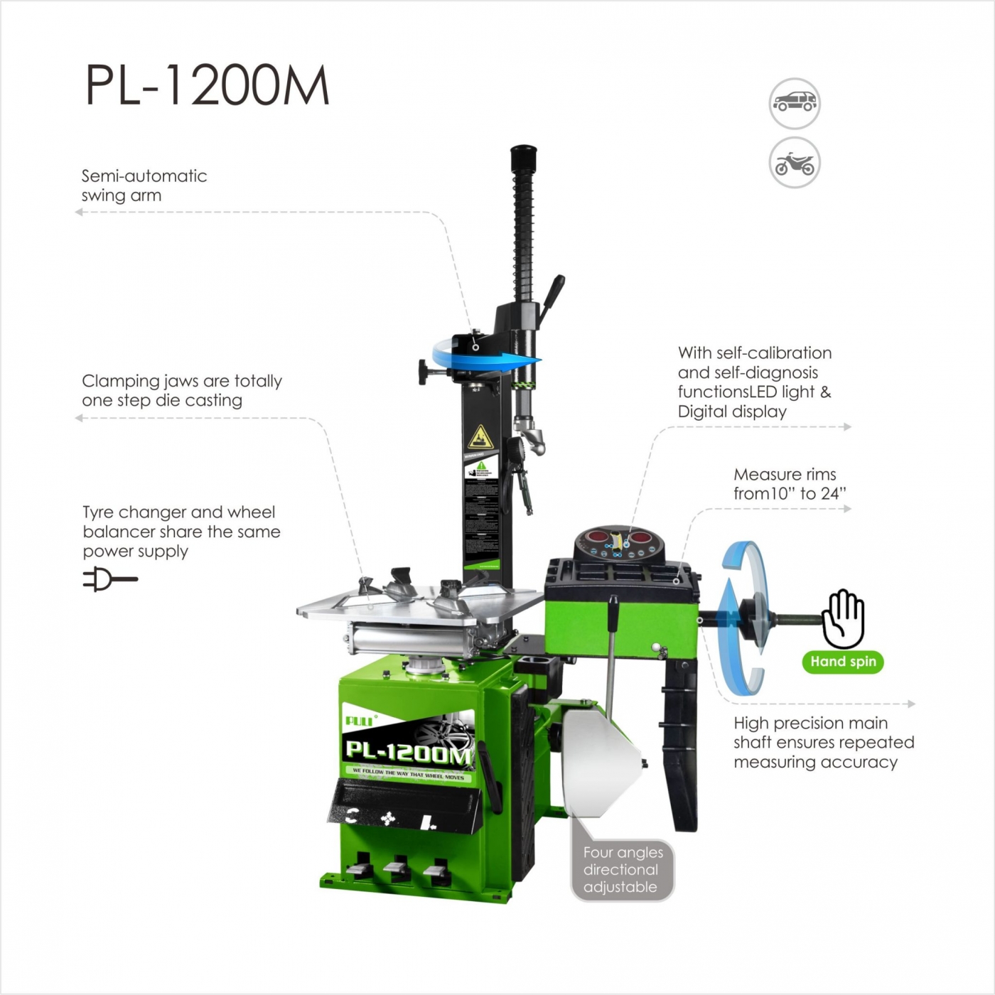 PL1200M ALLINONE Tyre Changer & Wheel Balancer